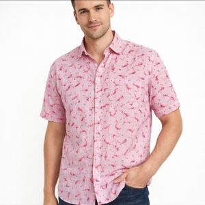 Rebel James & Charli Flamingo print button‑down shirt Size L GUC
